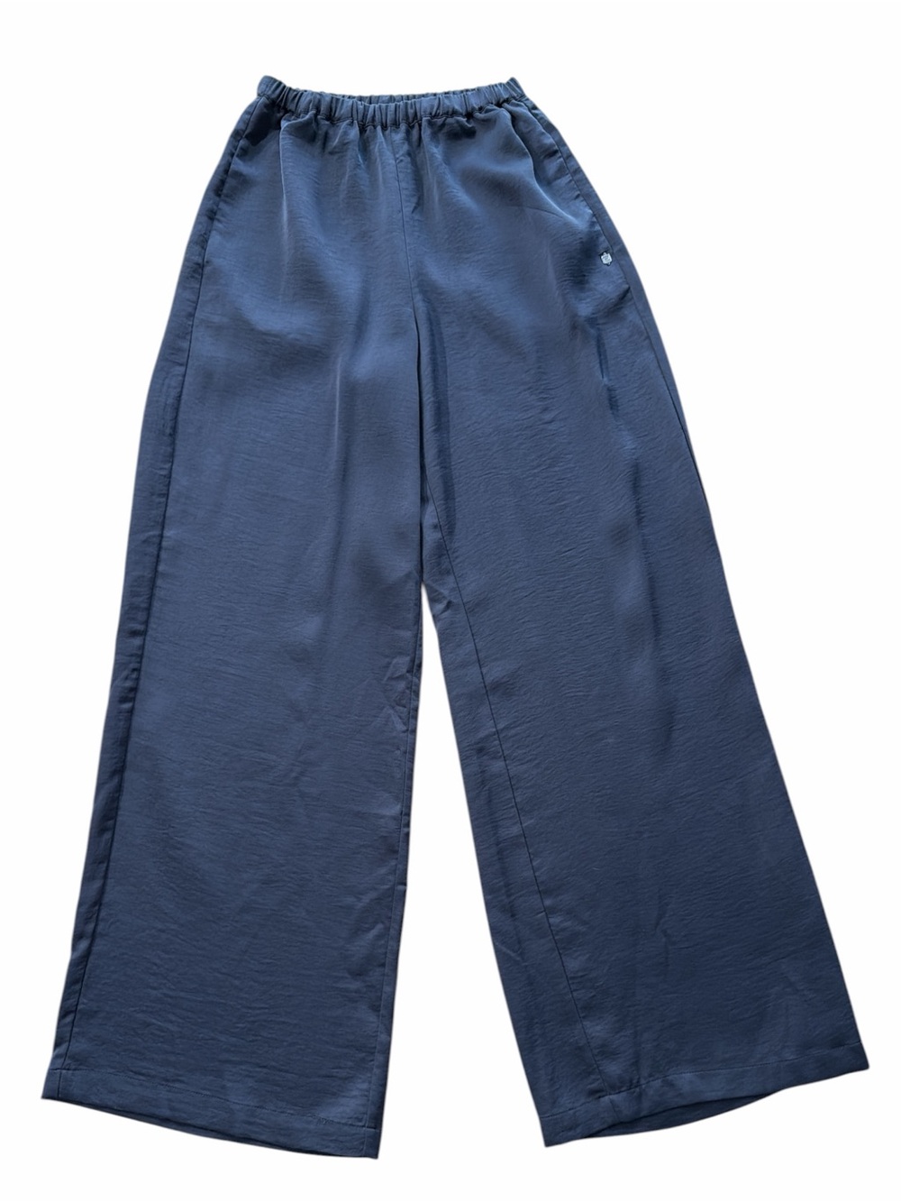 Fabletics Wide Leg Navy Blue Silky Texture Pants